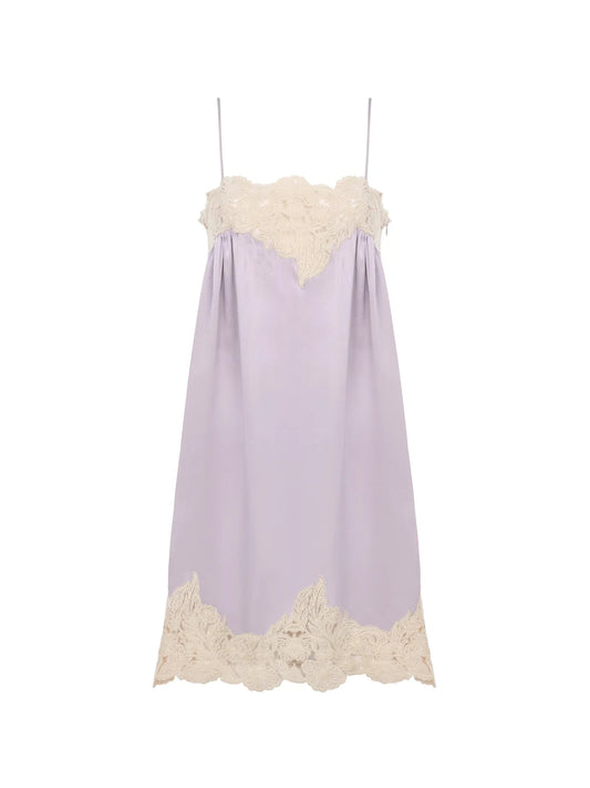 Thin-strap mini dress in washed silk satin