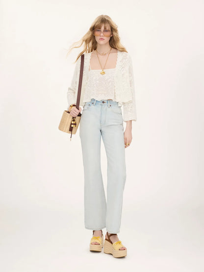 Thin-strap cropped top in a cotton knit