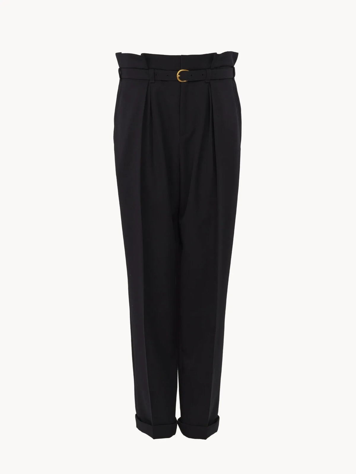 High-rise wide-leg pants in wool grain de poudre