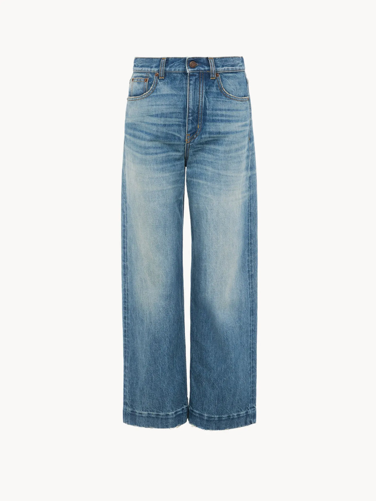 High-rise cropped jeans in denim