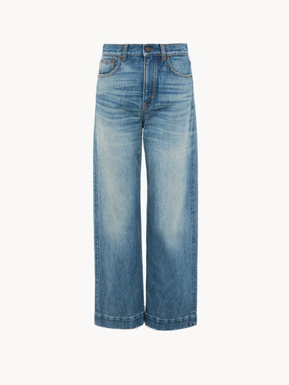High-rise cropped jeans in denim