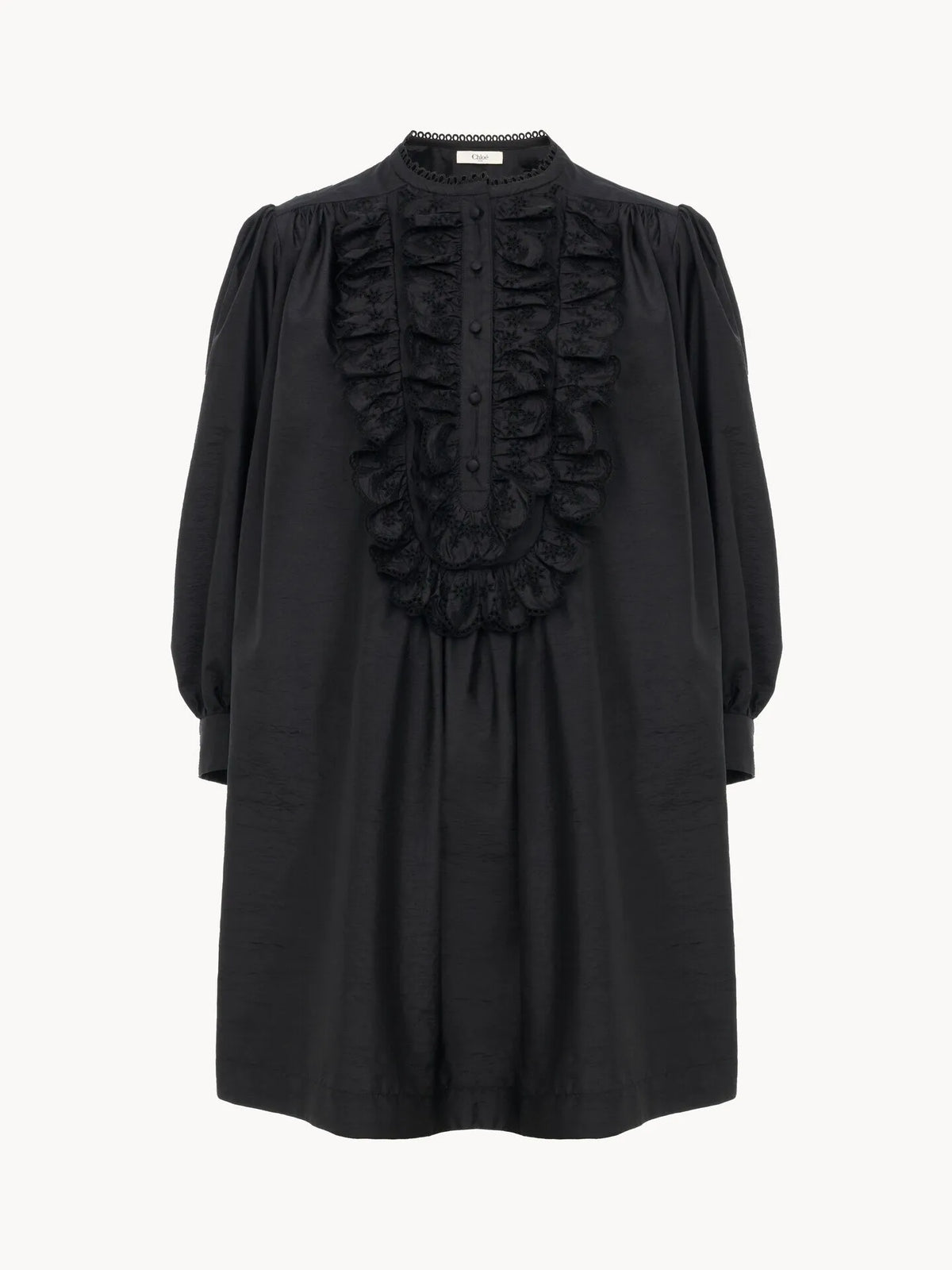 Long-sleeve mini dress in technical taffeta