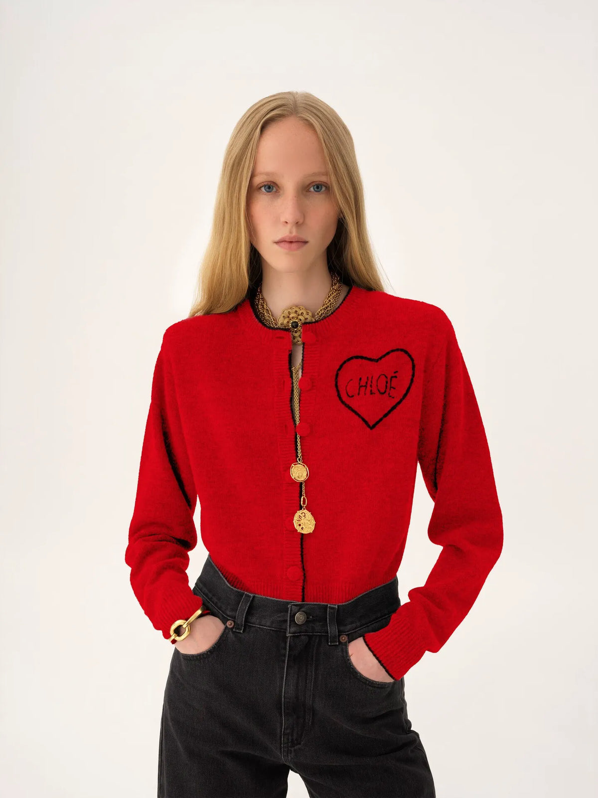 Fitted logo cardigan in a wool & cashmere knit