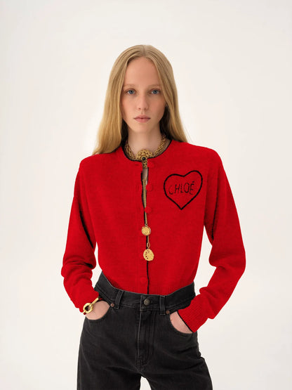 Fitted logo cardigan in a wool & cashmere knit