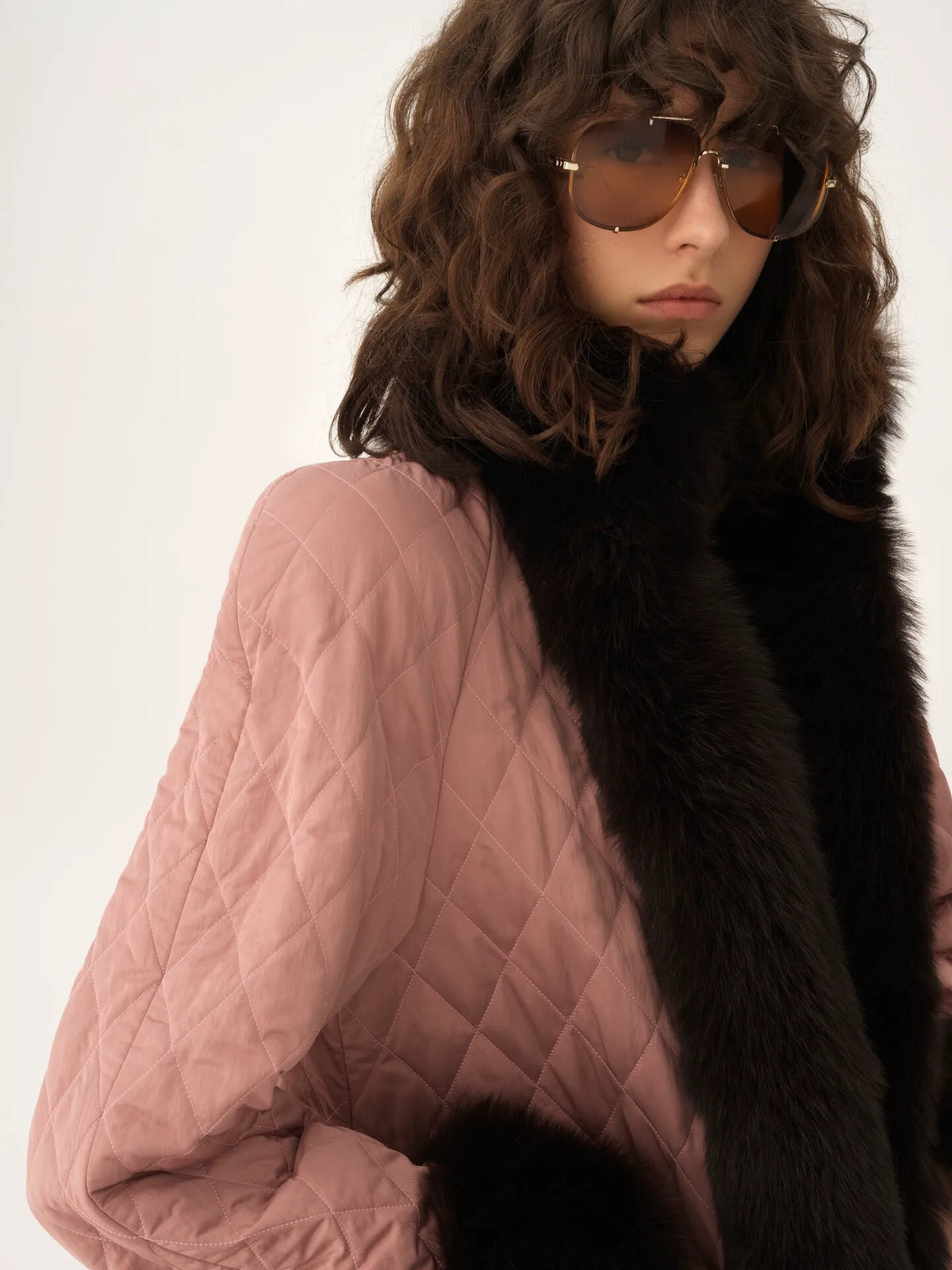 Long hybrid coat in technical satin