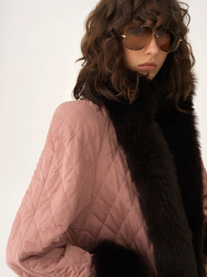 Long hybrid coat in technical satin