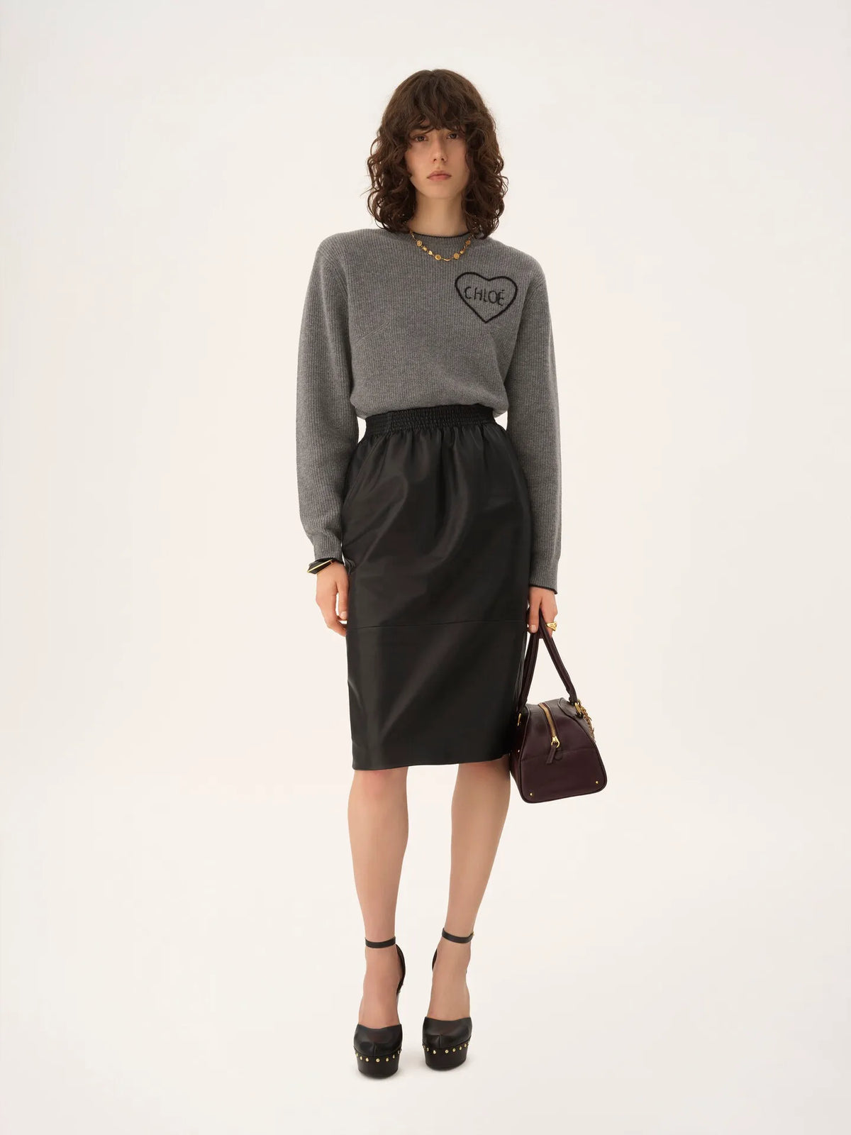 Cropped fitted logo sweater in a wool knit