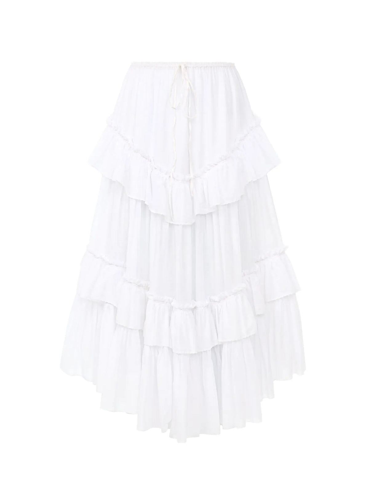 Layered ruffled midi skirt in cotton voile