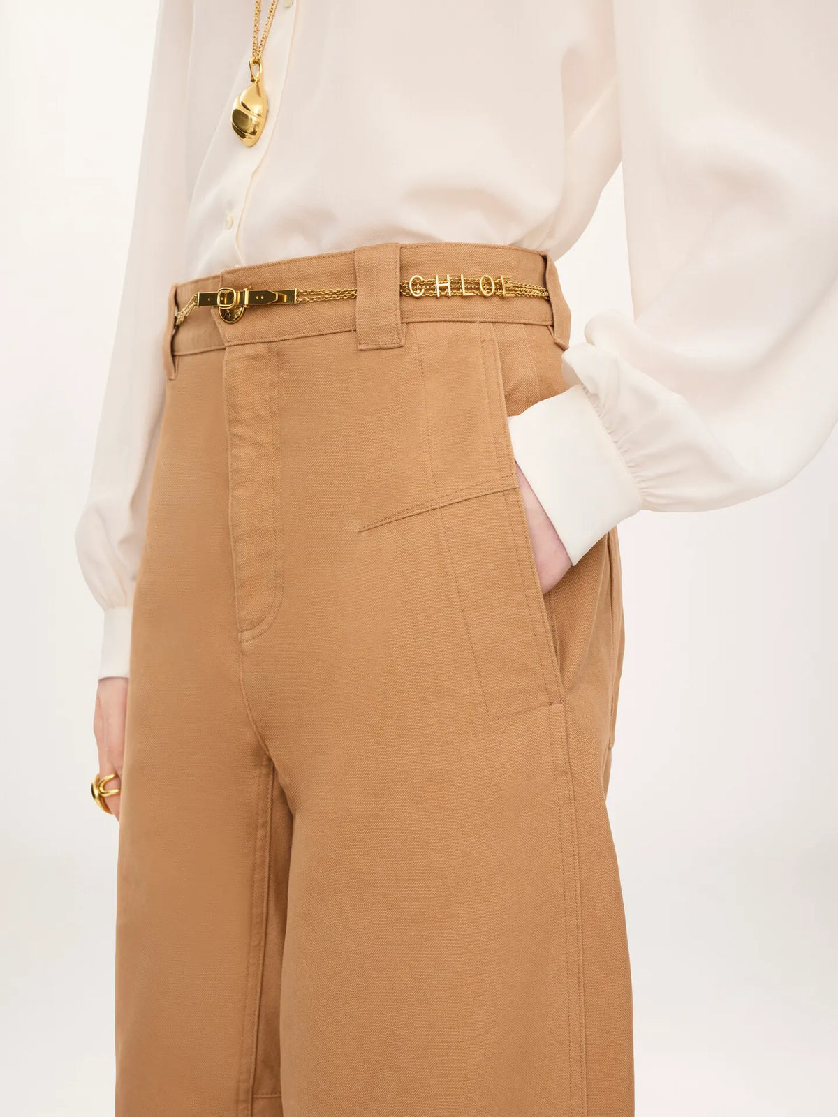 Barrel pants in cotton canvas