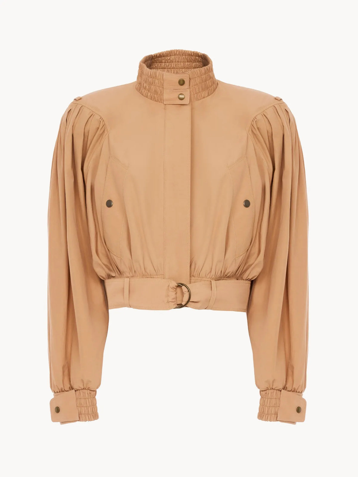 Gathered cropped jacket in cotton poplin
