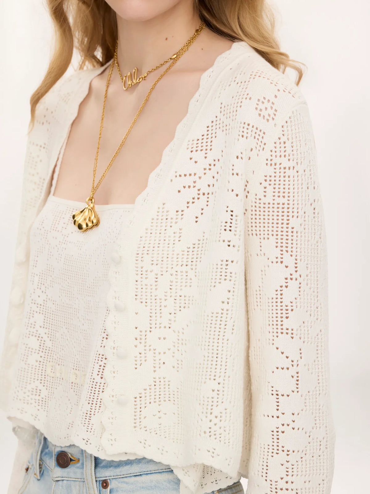 Cropped cardigan in a cotton knit