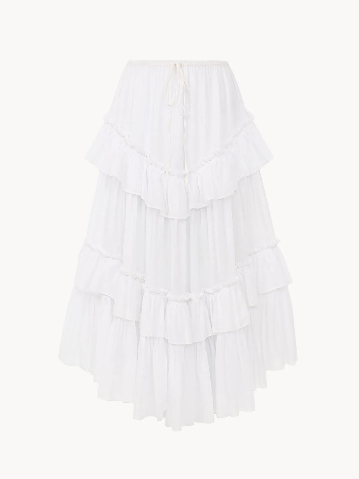 Layered ruffled midi skirt in cotton voile