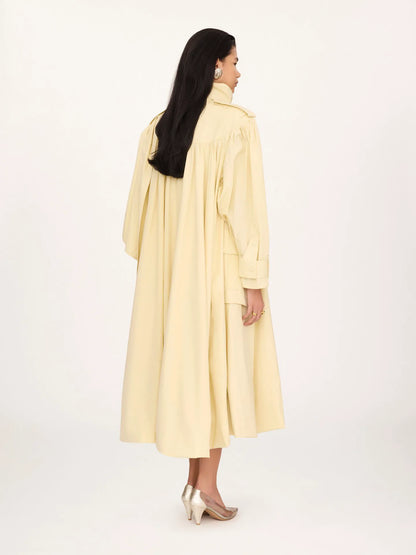 High-neck scarf trench coat in cotton poplin