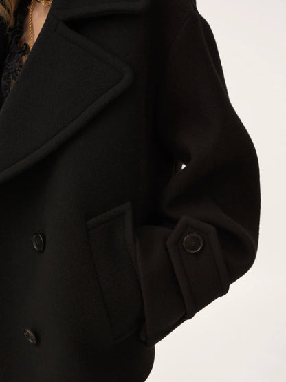 Oversized short coat in wool