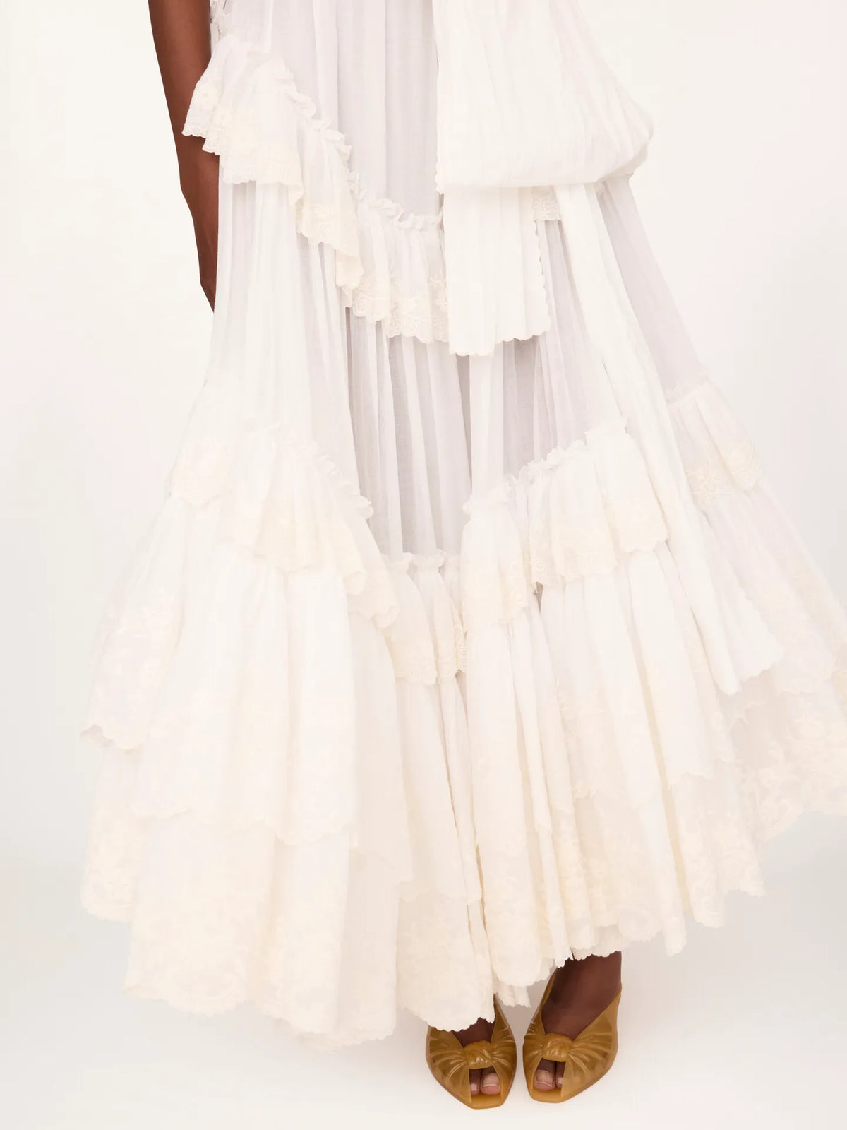 Long ruffled dress in cotton voile