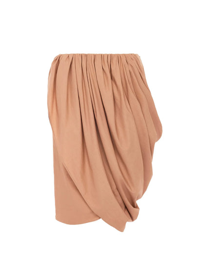 Knee-length wrap skirt in cotton poplin