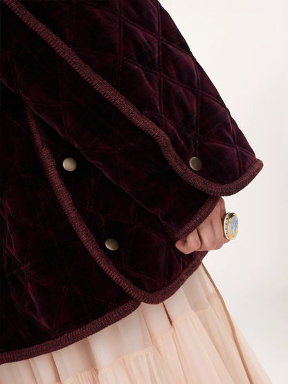 Padded short coat in check cotton