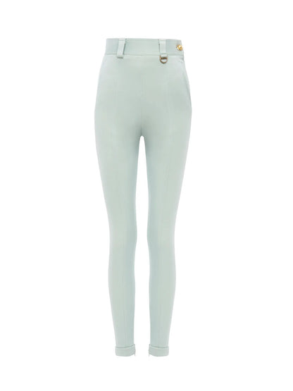 High-rise fitted pants in bonded stretch jersey