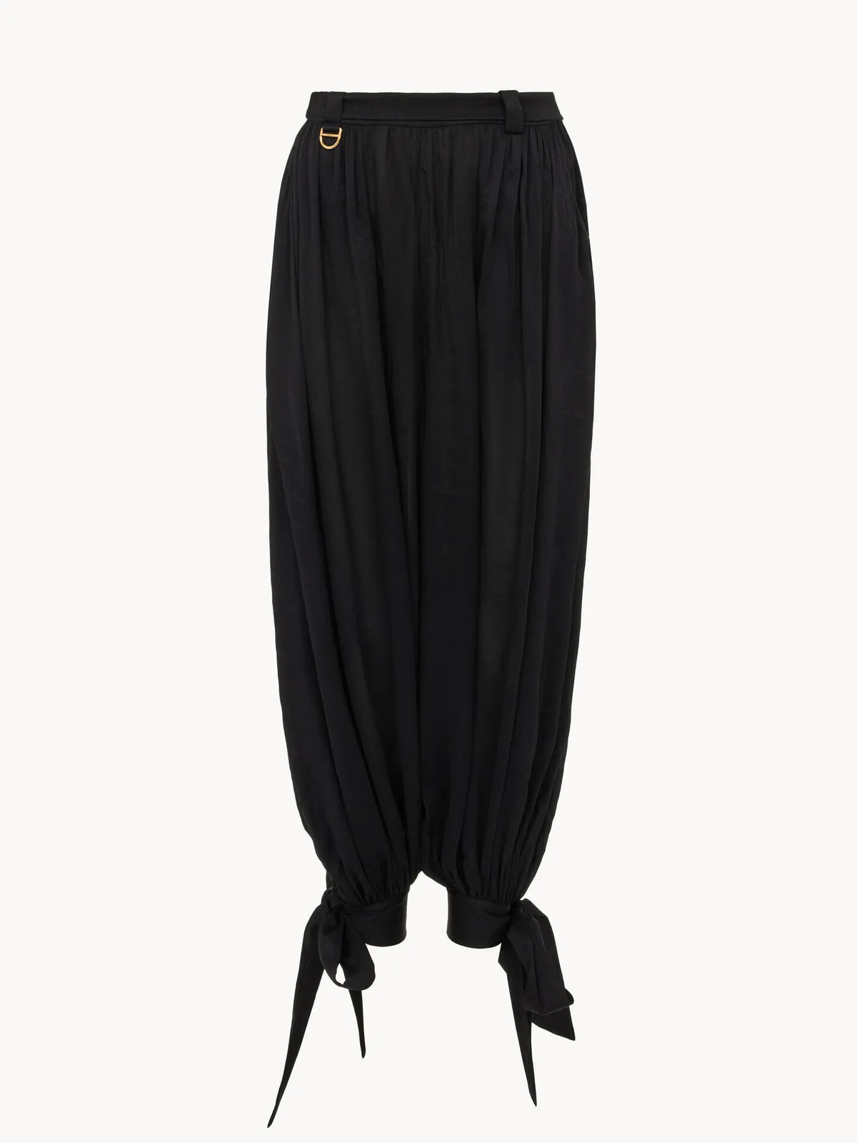 Fluid pleated pants in crêpe de chine