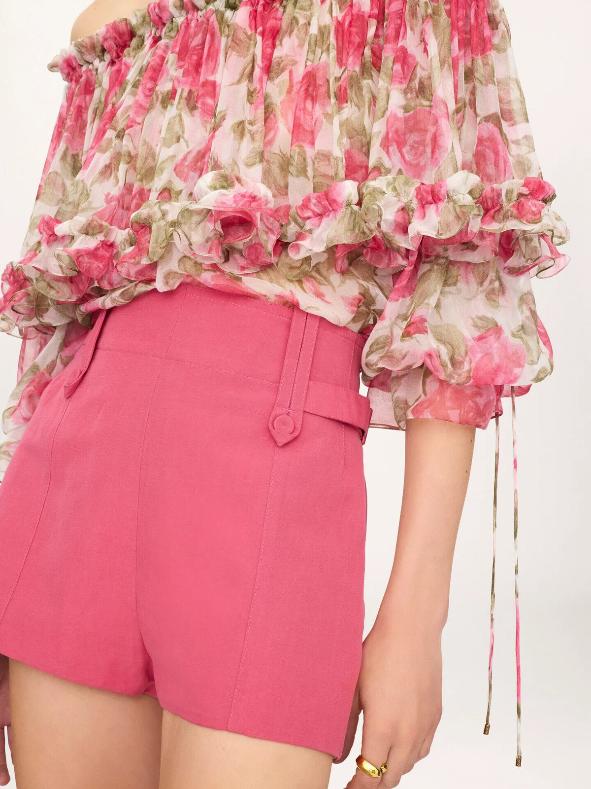 High-rise mini shorts in a linen-cotton mix