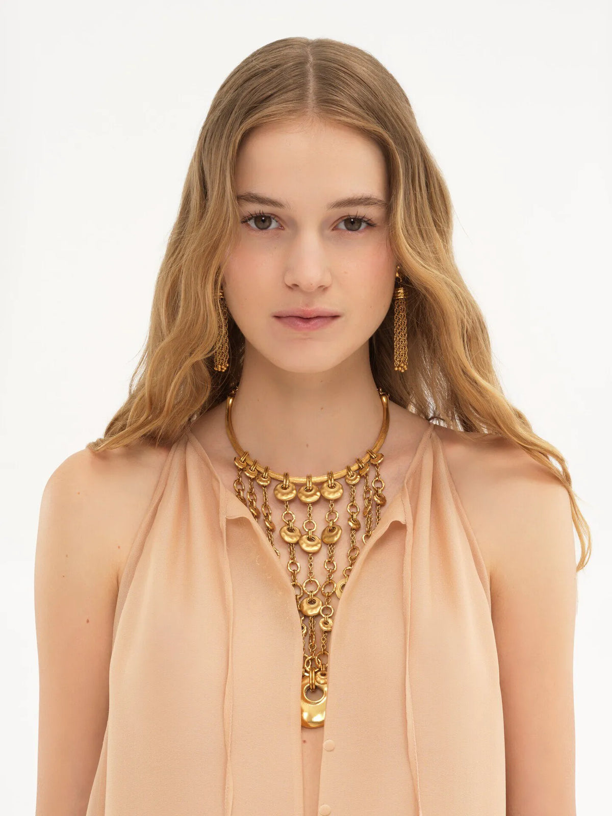 Tiered maxi dress in silk georgette