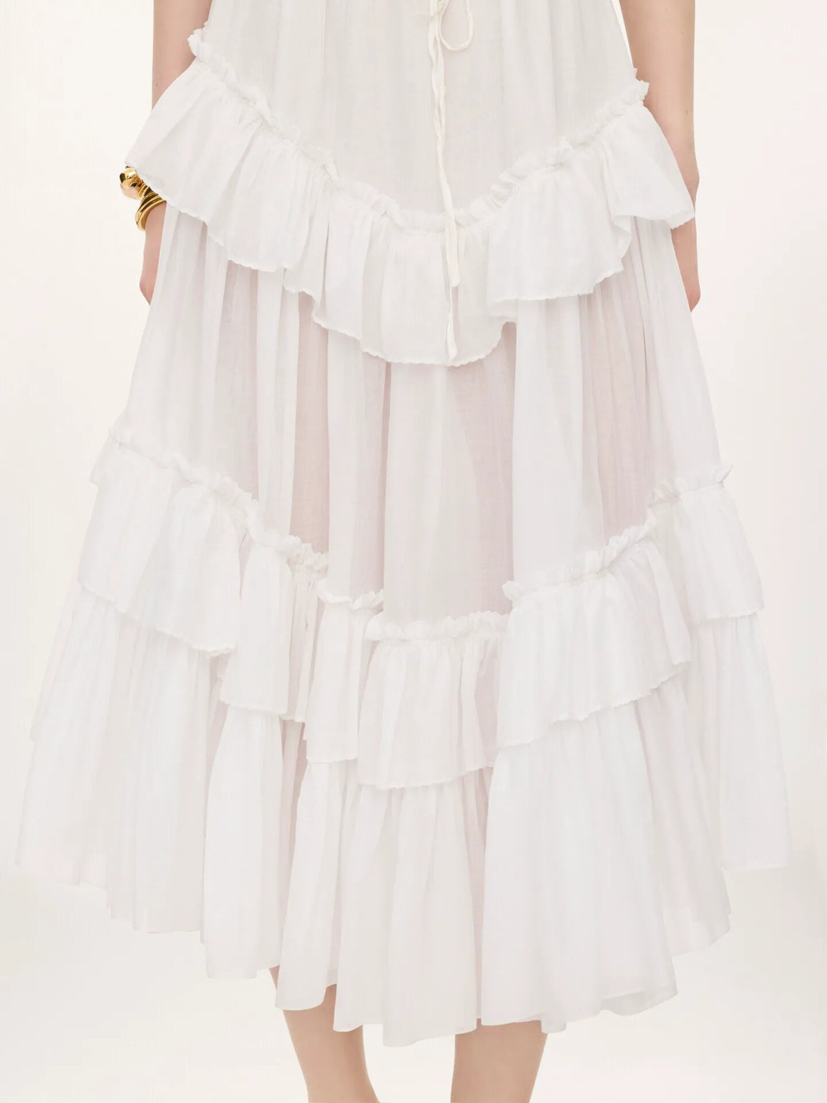 Layered ruffled midi skirt in cotton voile