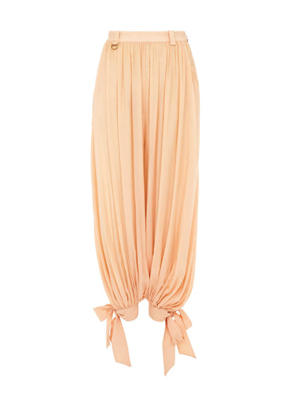 Fluid pleated pants in silk charmeuse