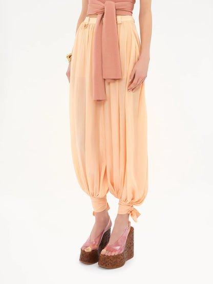 Fluid pleated pants in silk charmeuse