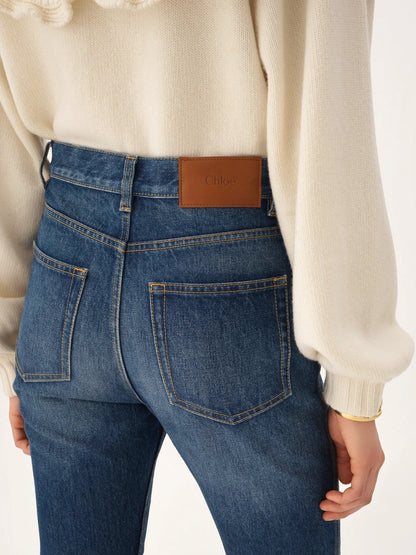 High-rise capri jeans in denim