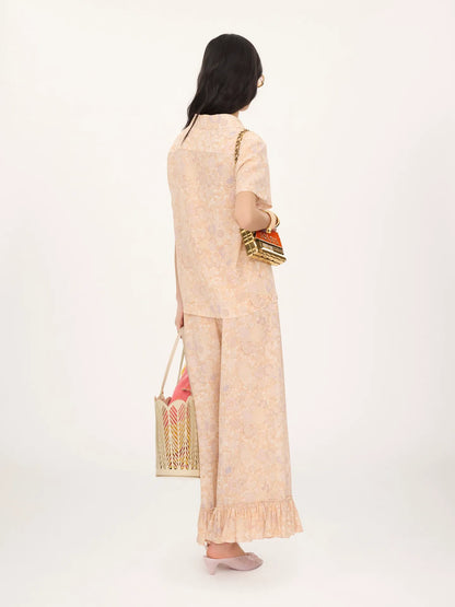 Cropped fluid pants in crêpe de chine
