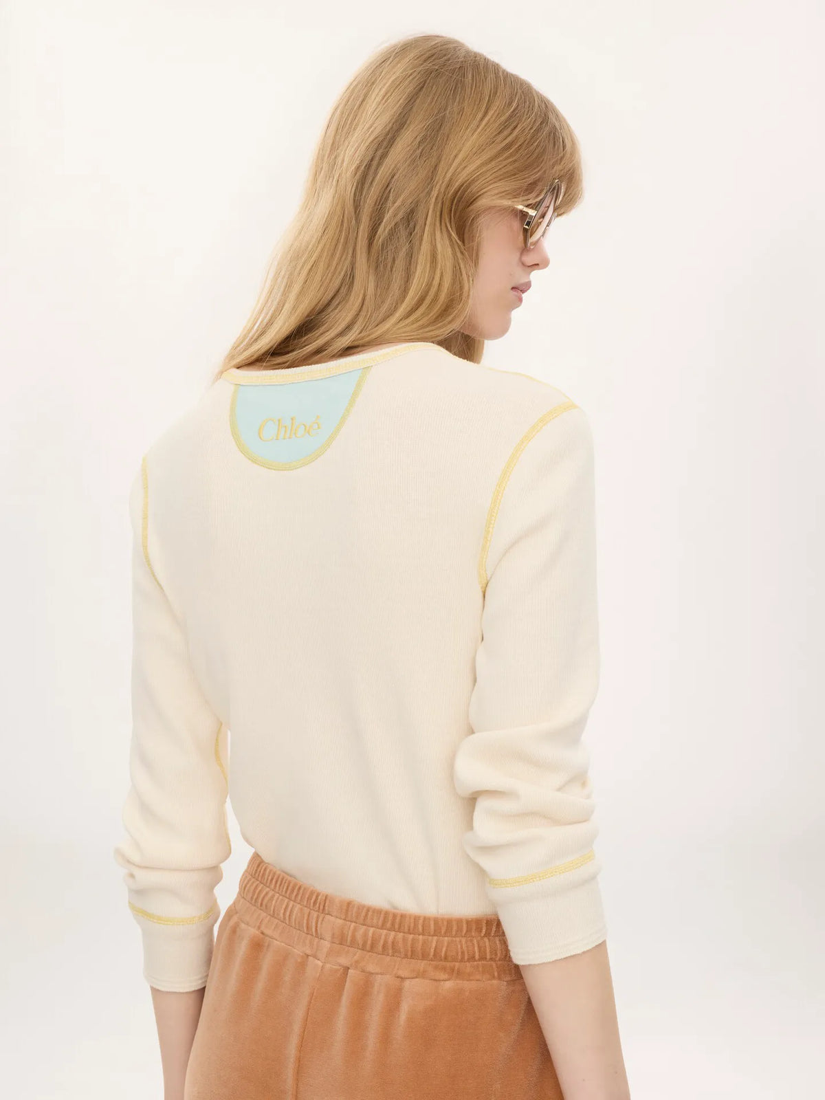 Fitted Henley shirt in cotton jersey