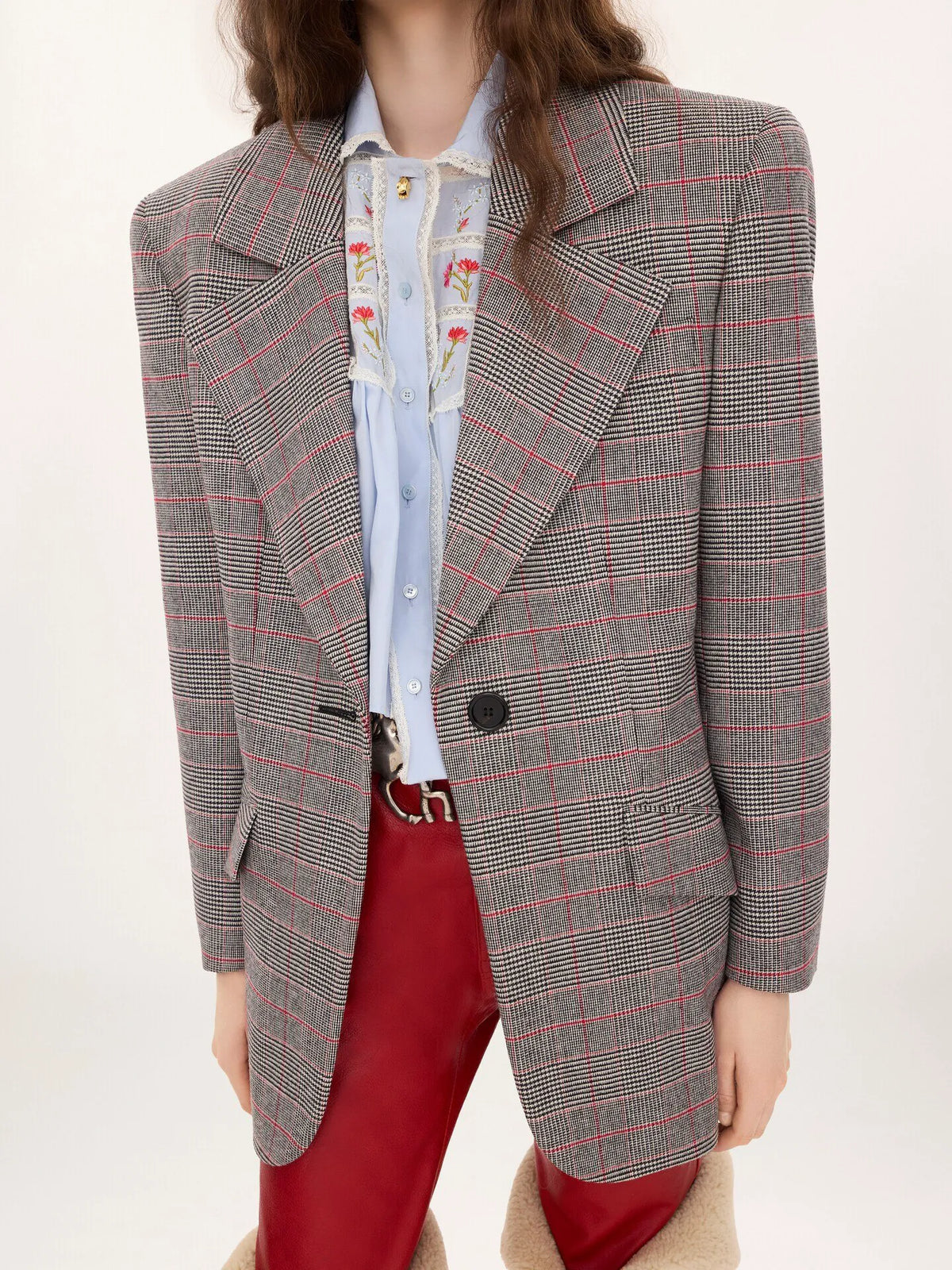 Single-breasted tailored jacket in Prince of Wales wool