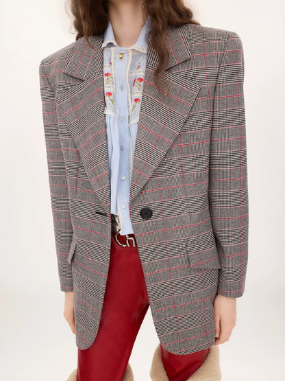 Single-breasted tailored jacket in Prince of Wales wool