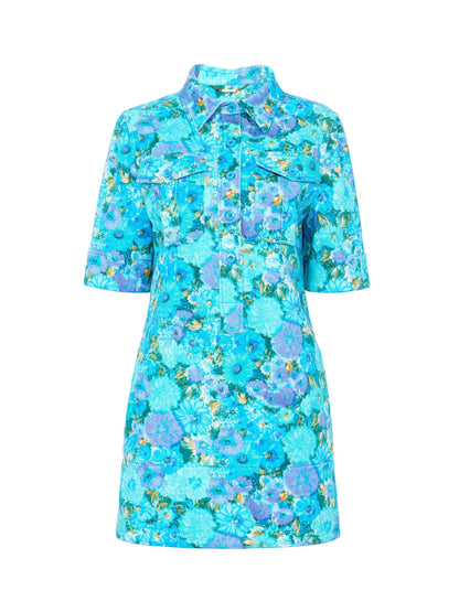 Mini polo dress in cotton drill