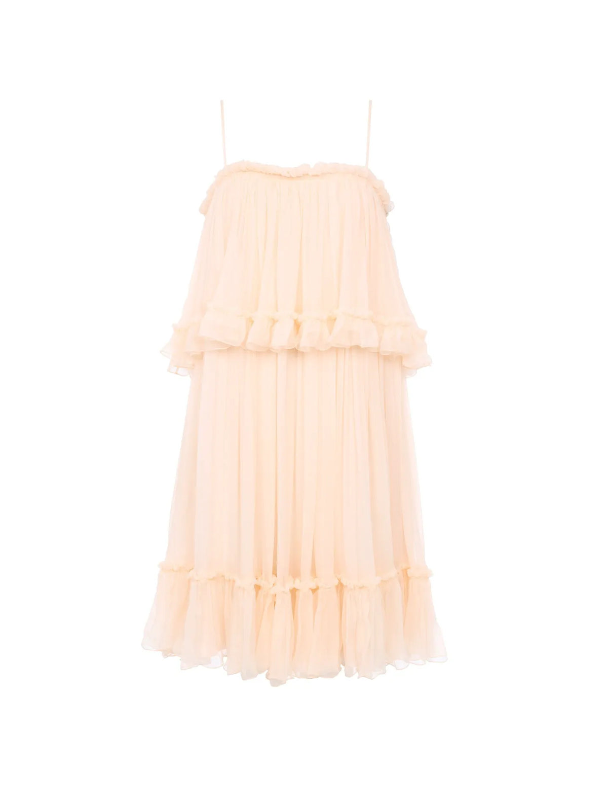 Thin-strap mini dress in silk mousseline