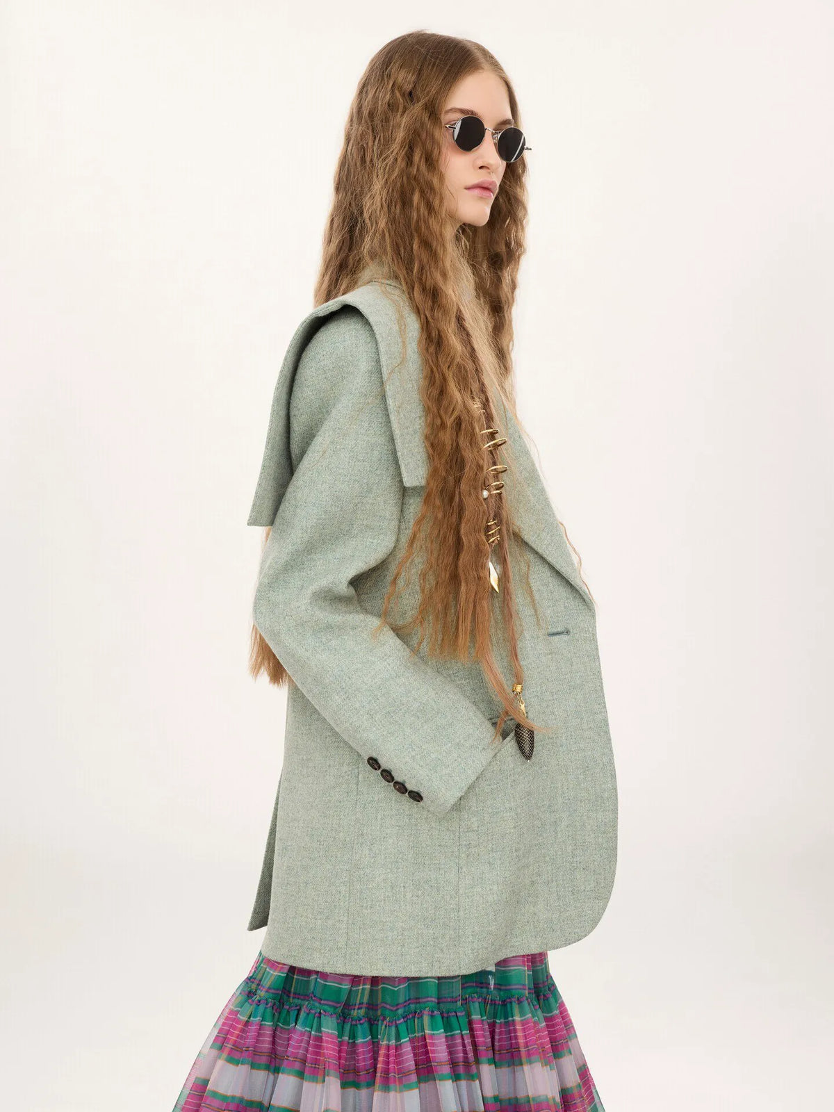Single-breasted tailored jacket in chiné wool