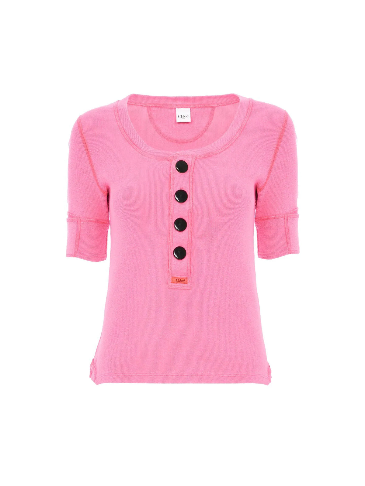 Short-sleeve Henley shirt in cotton jersey