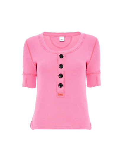 Short-sleeve Henley shirt in cotton jersey