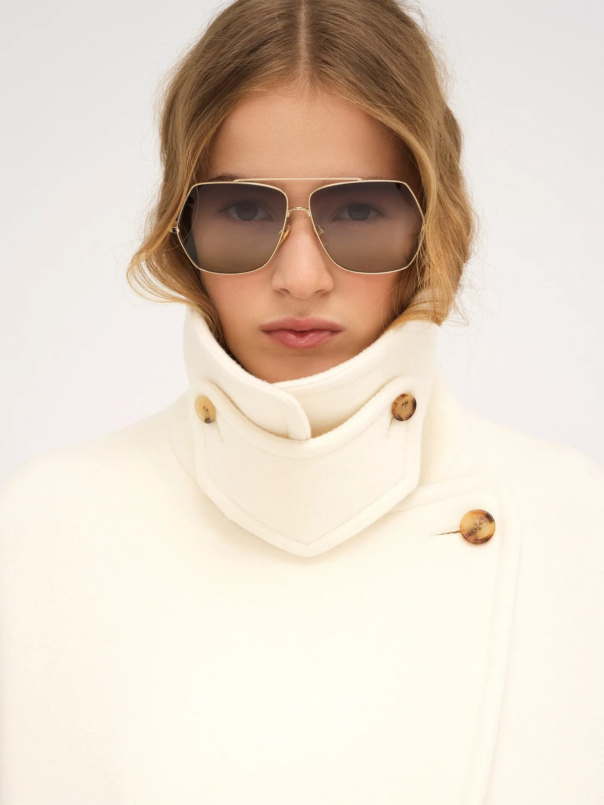 Oversized short coat in wool