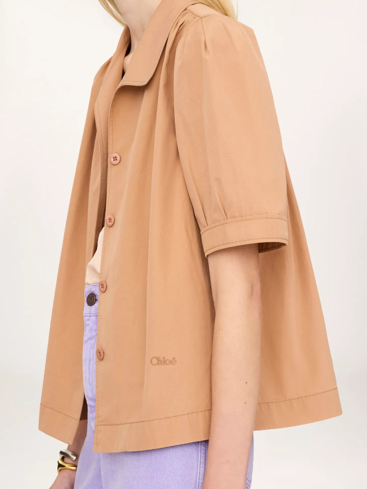 Short-sleeve shirt in cotton poplin