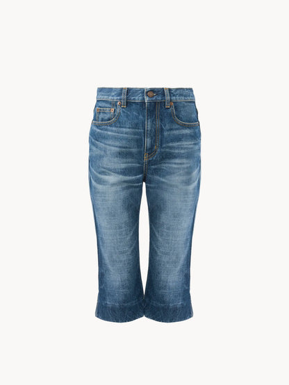 High-rise capri jeans in denim