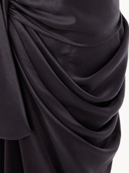 Knee-length wrap skirt in washed silk satin