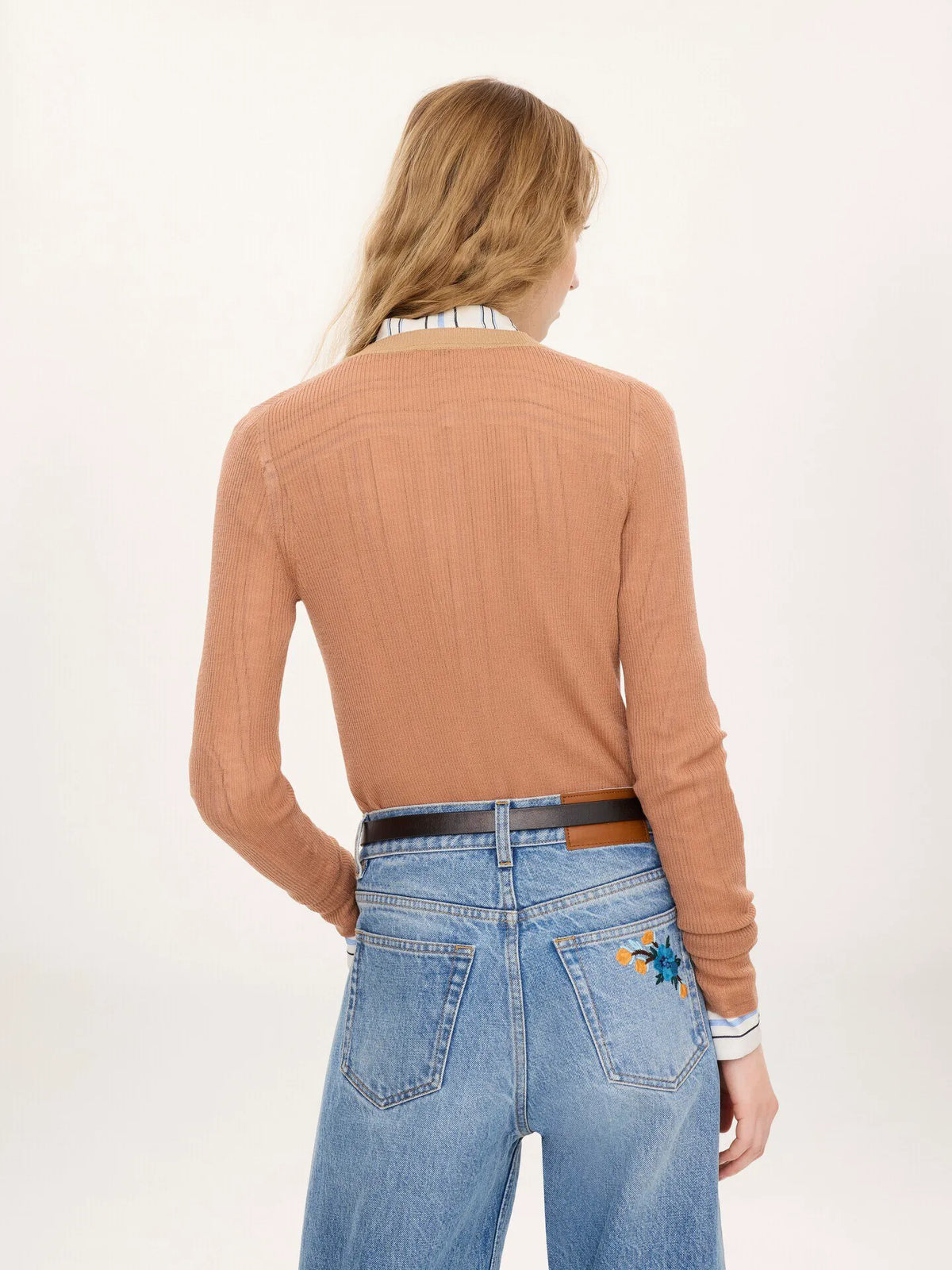 Fitted Henley shirt in superfine wool knit