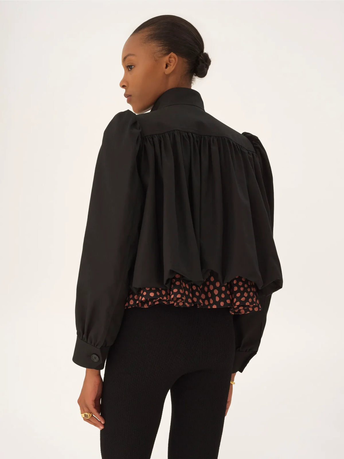 Gathered boule jacket in cotton canvas