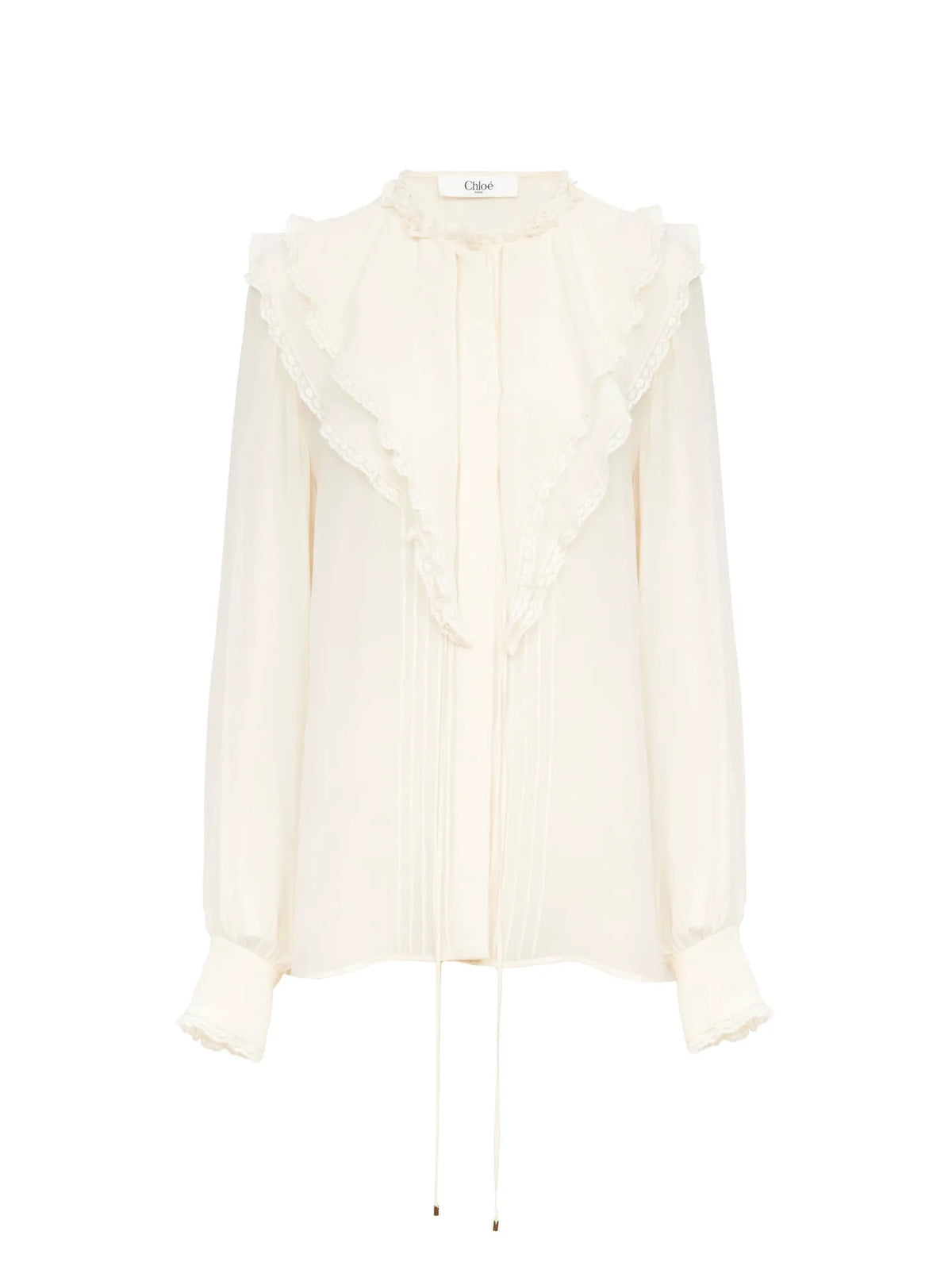 Ruffled blouse in silk georgette