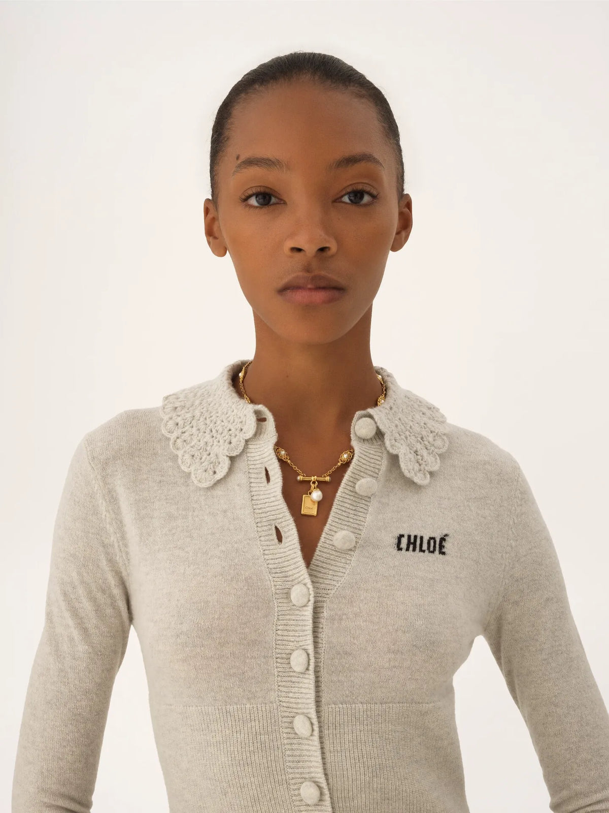 Fitted logo cardigan in a wool knit