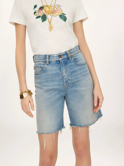 High-rise shorts in denim