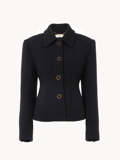 Fitted tailored jacket in wool bouclette