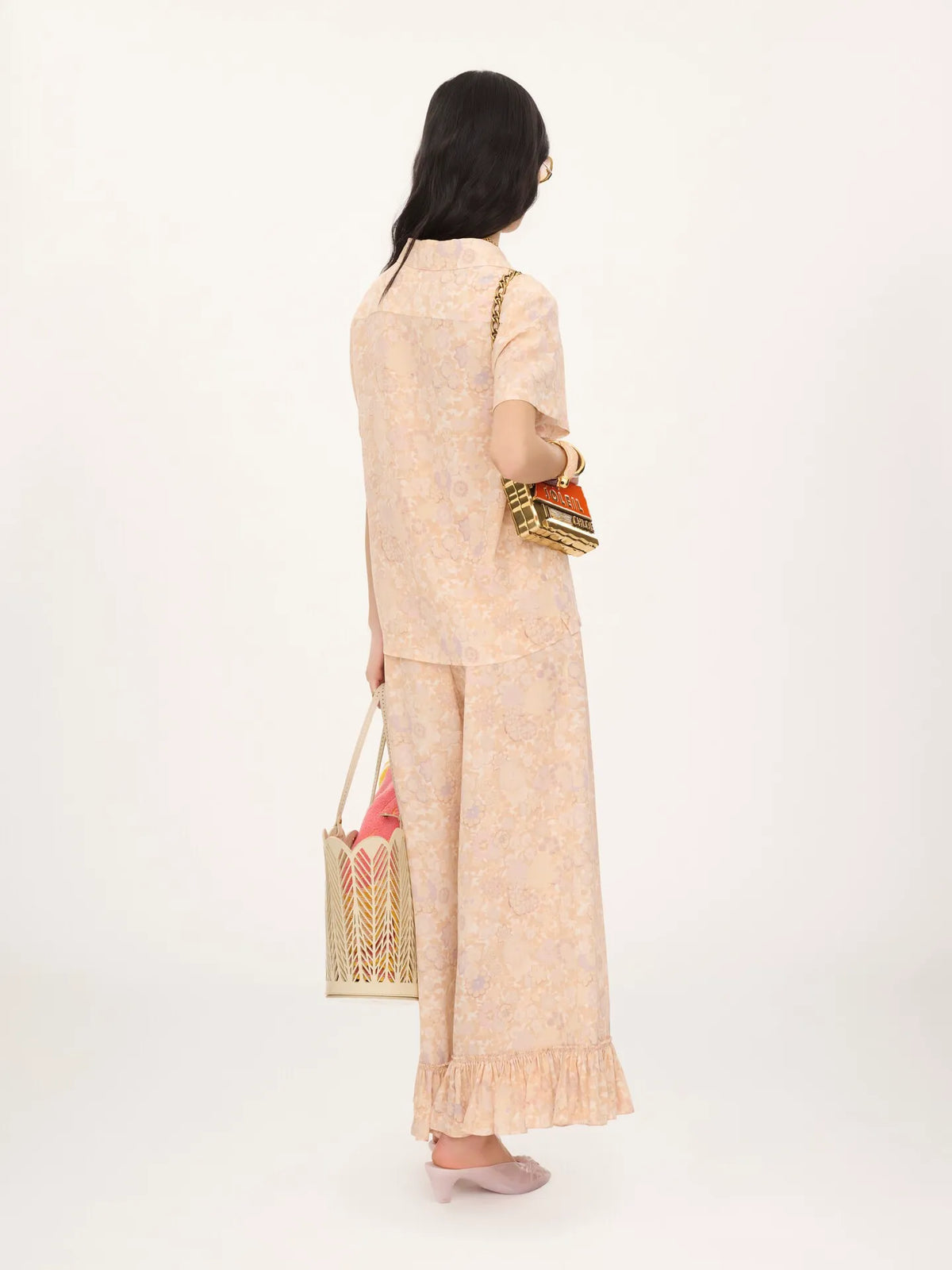 Short-sleeve blouse in crêpe de chine