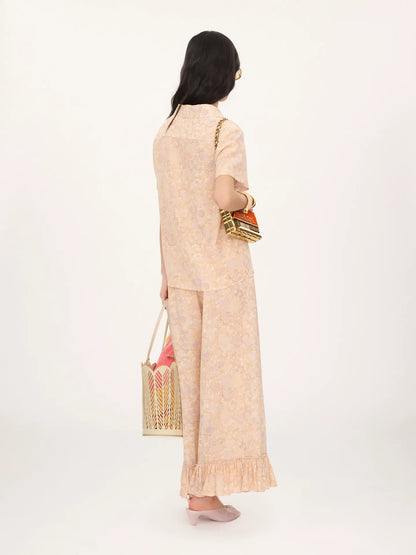 Short-sleeve blouse in crêpe de chine
